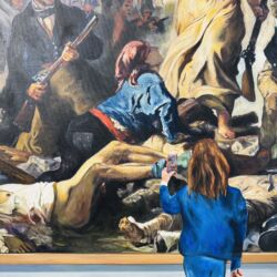Frau gemalt vor Leinwandbild