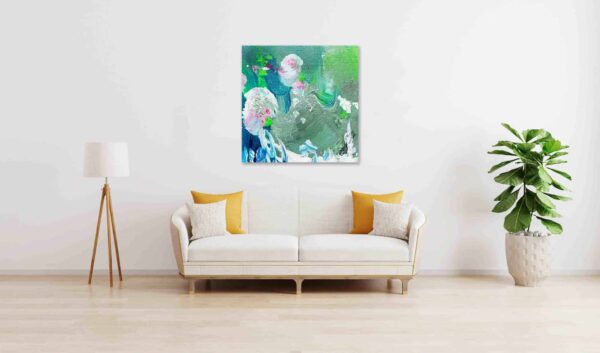 Abstraktes Gemälde in bunten Farben, moderne Wandkunst für Wohnzimmer, kreative Raumgestaltung, Malerei & Auftragsmalerei von Nikolaus Kriese.