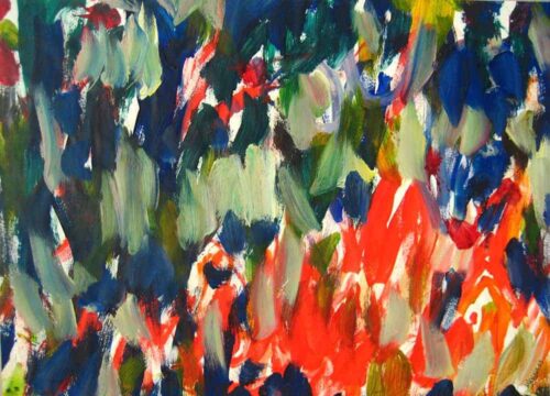 Lebendige abstrakte Malerei in bunten Farben, Öl auf Leinwand, expressionistische Kunst, moderne Wanddekoration, Originalkunstwerk von Nikolaus Kriese, Auftragsmalerei nach Kunde.