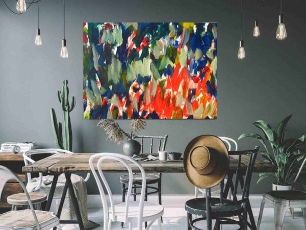 acrylbild expressiv rot blau grün wandbild
