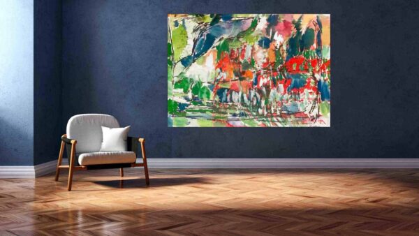 Abstraktes Acrylbild für kreative Raumgestaltung, moderne Wandkunst, Auftragsmalerei, farbenfrohes Originalkunstwerk, Kunstwerk von Nikolaus Kriese, individuelle Kunst für Zuhause und Büro.