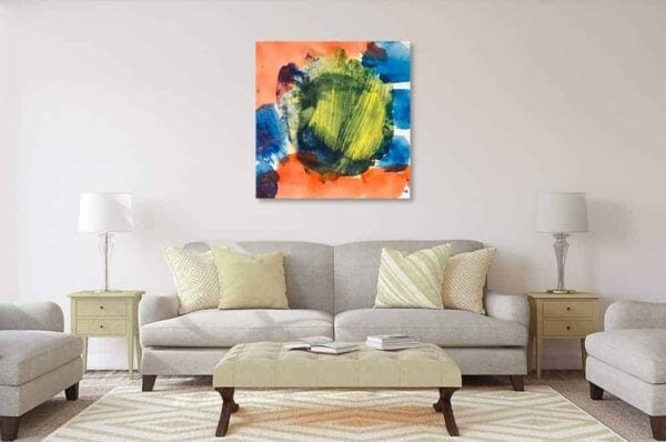 Farbiges abstraktes Gemälde, Wandkunst von Nikolaus Kriese, moderne Malerei, farbige Acrylkunst, Wohnzimmer Dekor, original Künstlerarbeit, individuelle Auftragsmalerei, kreative Wandgestaltung.