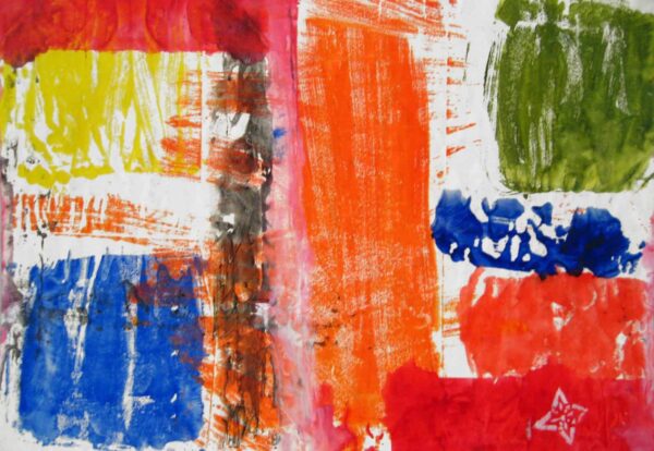 Lebendige abstrakte Malerei in bunten Farben mit expressive Pinselstrichen, zeitgenössische Kunst, Auftragsmalerei, original Kunstwerke von Nikolaus Kriese.