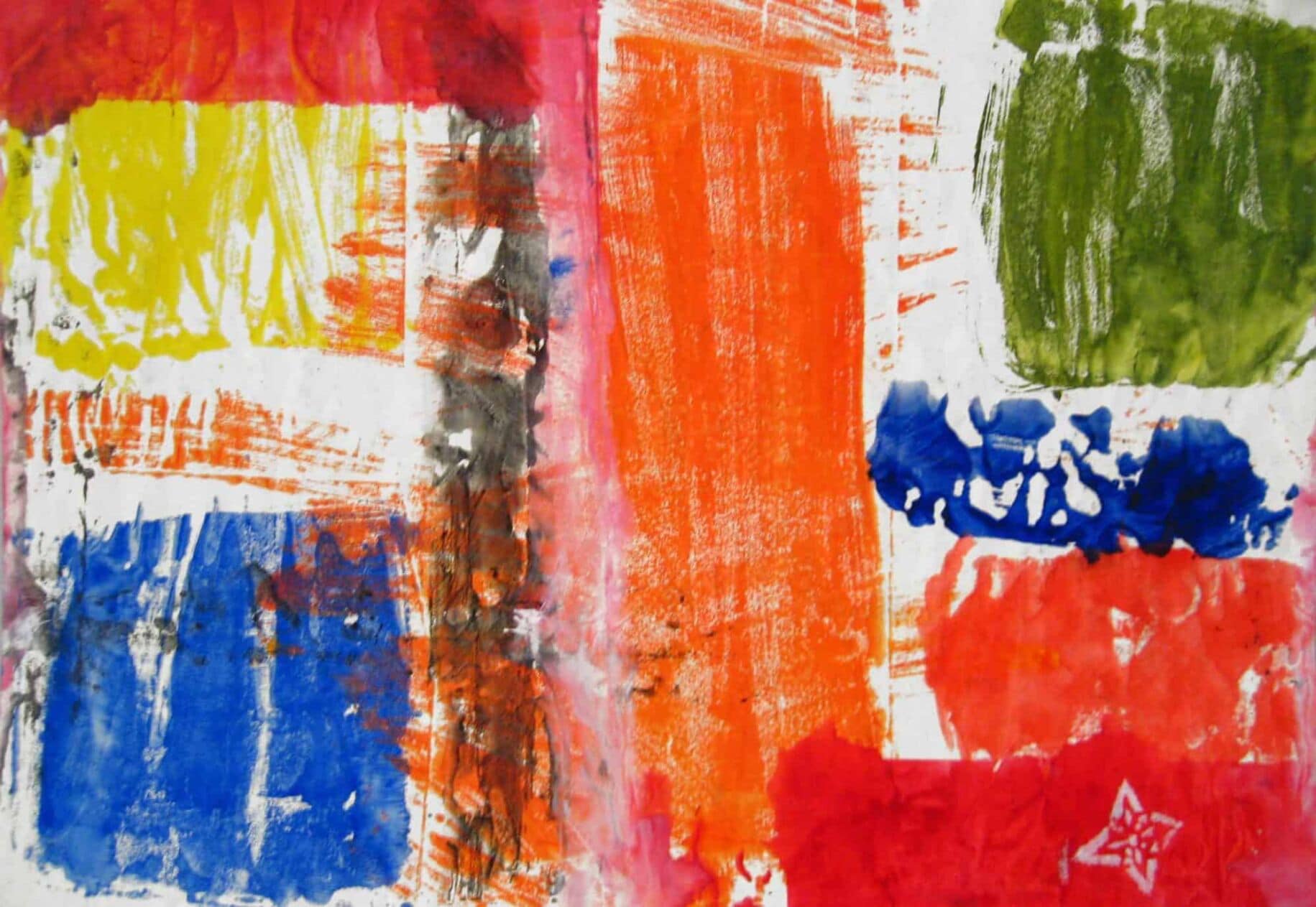 Lebendige abstrakte Malerei in bunten Farben mit expressive Pinselstrichen, zeitgenössische Kunst, Auftragsmalerei, original Kunstwerke von Nikolaus Kriese.