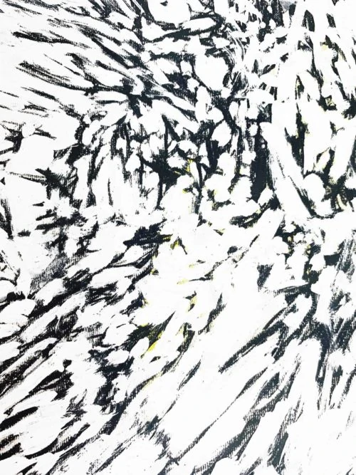 Abstraktes Acrylbild schwarz weisse Zeichnung hell