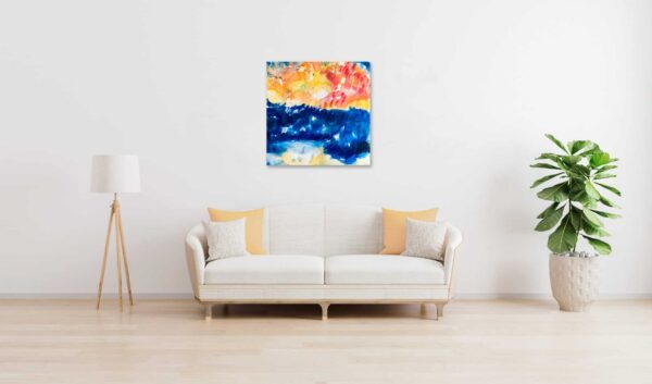 Farbenfrohes abstraktes Acrylbild, Wandkunst, Originalgemälde von Nikolaus Kriese, Malerei für Wohnzimmer, Auftragsmalerei, moderne Kunst, kreative Wanddekoration, Galeriequalität, Künstleratelier.