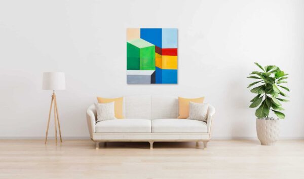Leinwandbild mit geometrischer Farbkomposition für moderne Inneneinrichtung, Kunst & Auftragsmalerei von Nikolaus Kriese.