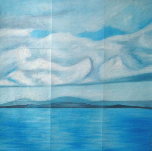 Acryl Gemälde abstrakt tief Blau 120x120 cm