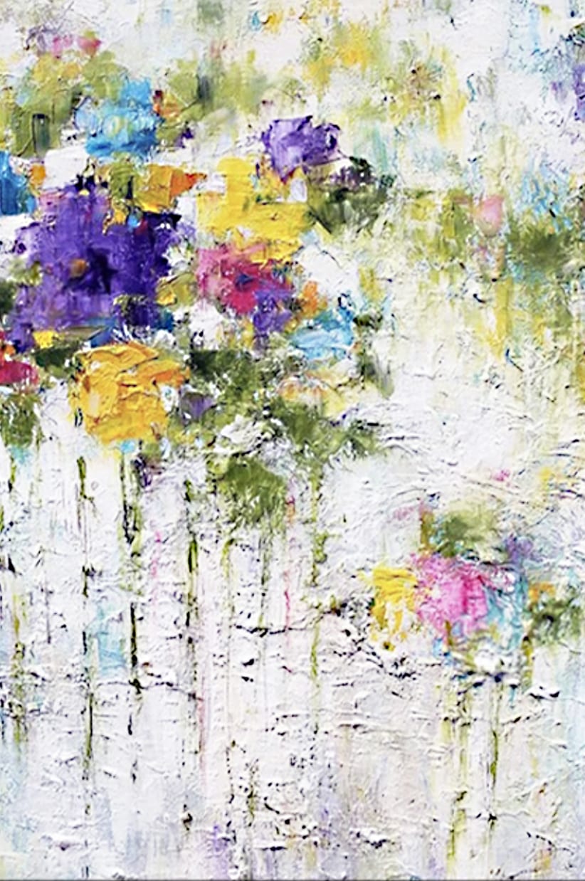 Acryl Gemälde abstrakte Blumen 75 x 100 cm