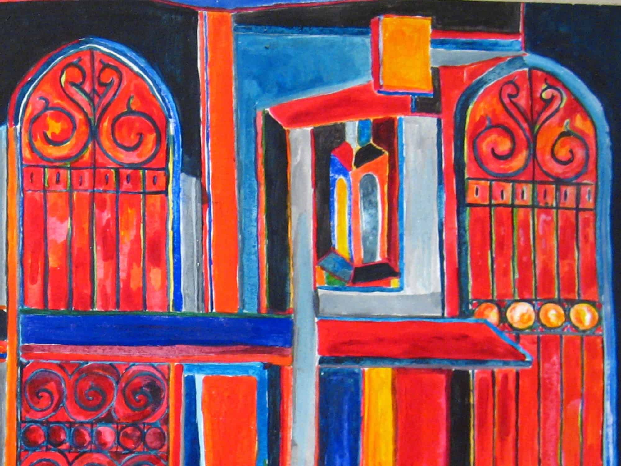 Handgemaltes Ölgemälde XXL – Abstrakte Stadt Reflexion, 152x76 Cm, Moderne Wandkunst