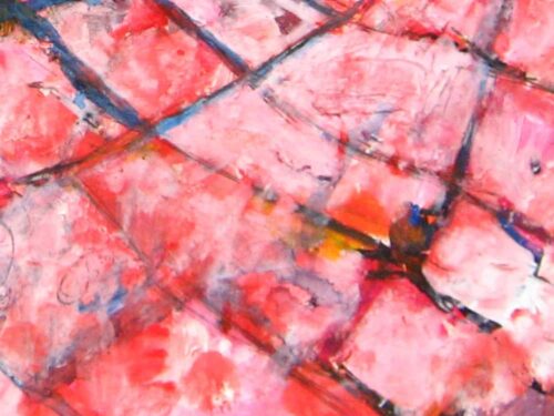 Modernes Acryl Gemälde abstrakte rosa Muster
