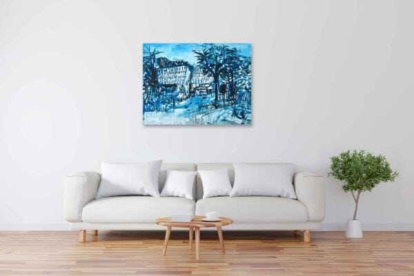 Modernes Acryl Gemälde blaue Landschaft wandbilder