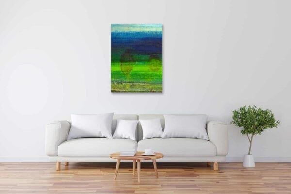Modernes Acryl Gemälde abstraktes Wasserspiel Grün wandbilder