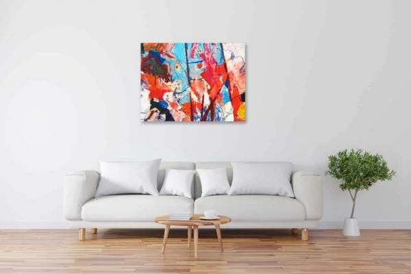 Modernes Kunstbild Acryl auf Leinwand Blau Rot künstler