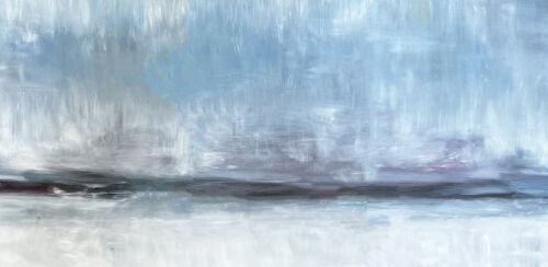Ölgemälde auf Leinwand abstraktes Grau Blau 50x100 cm