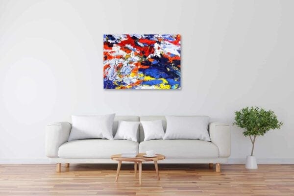 Acryl Gemälde abstrakt Rot Weiß Blau Gelb bild kaufen