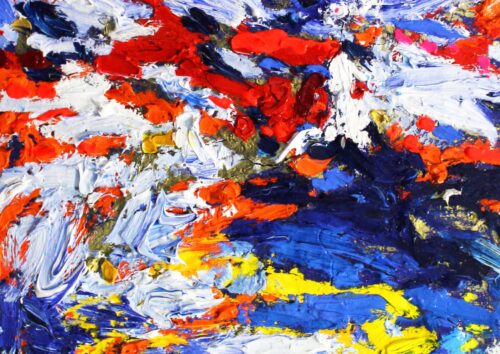 Acryl Gemälde abstrakt Rot Weiß Blau Gelb