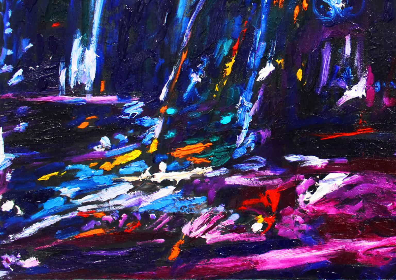 Acryl Gemälde abstrakte blaue Landschaft - vom Künstler handgemalt