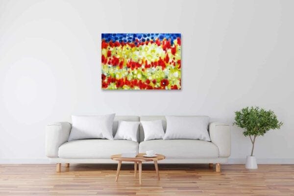 Acryl Gemälde abstrakte bunte Landschaft mit Mohn bild kaufen