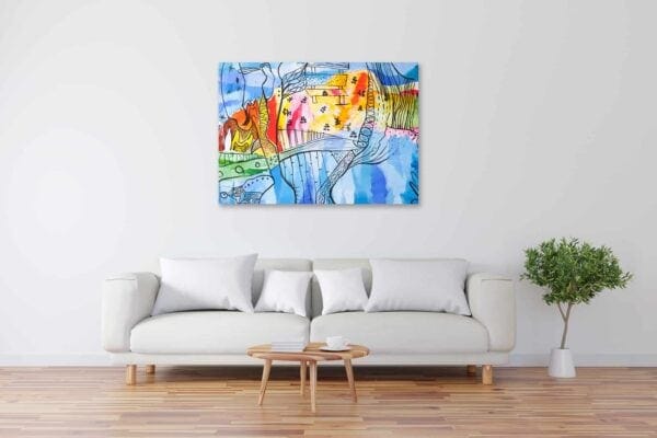 Acryl Gemälde abstrakte freie farbige Landschaft bild kaufen