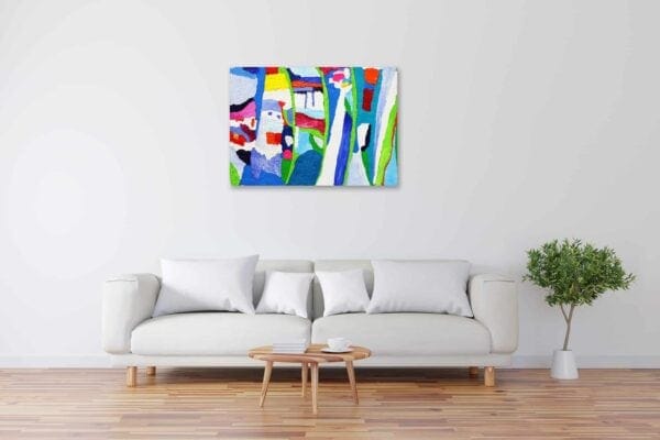 Acryl Gemälde abstrakte Pflanzen mit farbigen Flächen bild kaufen