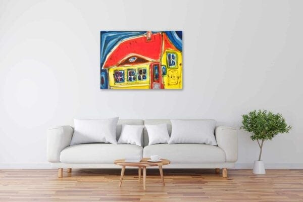 Acryl Gemälde abstraktes Haus in Gelbbild kaufen