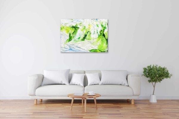 Acryl Gemälde abstraktes helles Grün mit Weiß bild kaufen