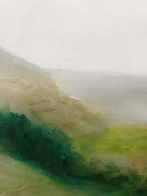Sanfte Aquarell-Landschaft in Pastellfarben, abstrakte Naturmalerei, Künstler Nikolaus Kriese, individuelle Auftragsmalerei, moderne Kunstwerke für Innenraumgestaltung.