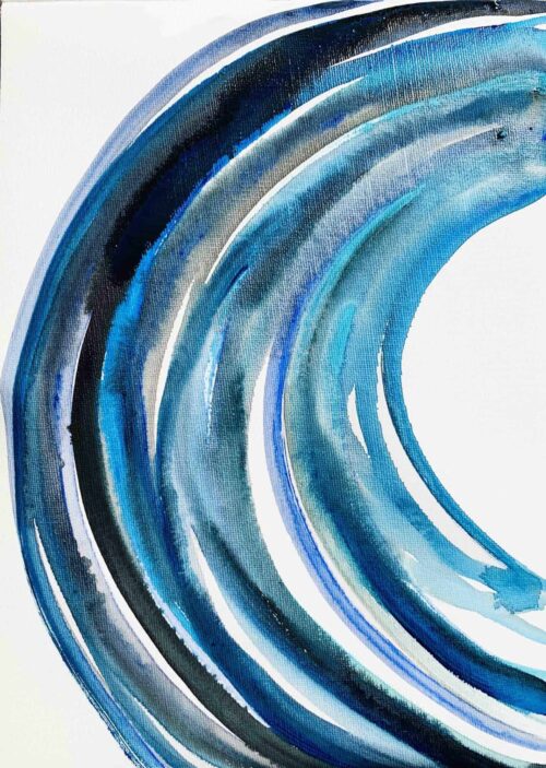 Farbenfrohe Acrylmalerei in Blau, schwarz und Weiß, abstrakt, modernes Kunstwerk, kreative Wanddekoration, Auftragmalerei nach Kundenwunsch, professioneller Maler, individuelle Kunst.Copyright Nikolaus Kriese.
