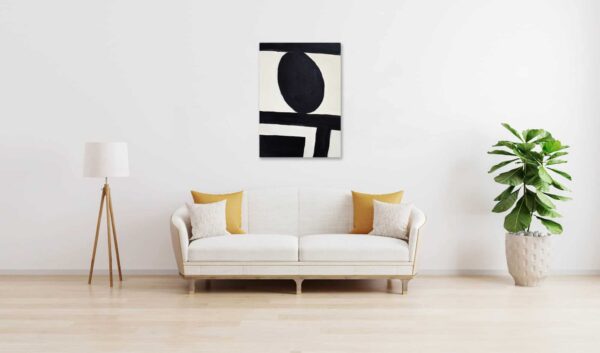 Ölgemälde auf Leinwand minimalistische Form Schwarz und Weiß wandbild