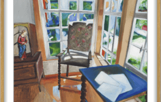 Beizeichnung, Malerei, Kunst, Innenraum, Fenster, Stuhl, Tisch, Sonnenschein, Natur, Kunstwerke, Raumdekoration, Wohnzimmer, traditionell.