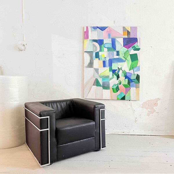 Superfici astratte con rosa 80x120 cm