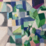 Farbfrohne geometrische abstrakte Malerei mit Grün, Blau, Pink und Lila, kreative Auftragsmalerei und Kunstwerke von Nikolaus Kriese.