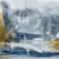 Farbiges abstraktes Gemälde mit Maltechnik und Pinselstrichen, modernes Kunstwerk für Auftragmalerei und individuelle Raumgestaltung.