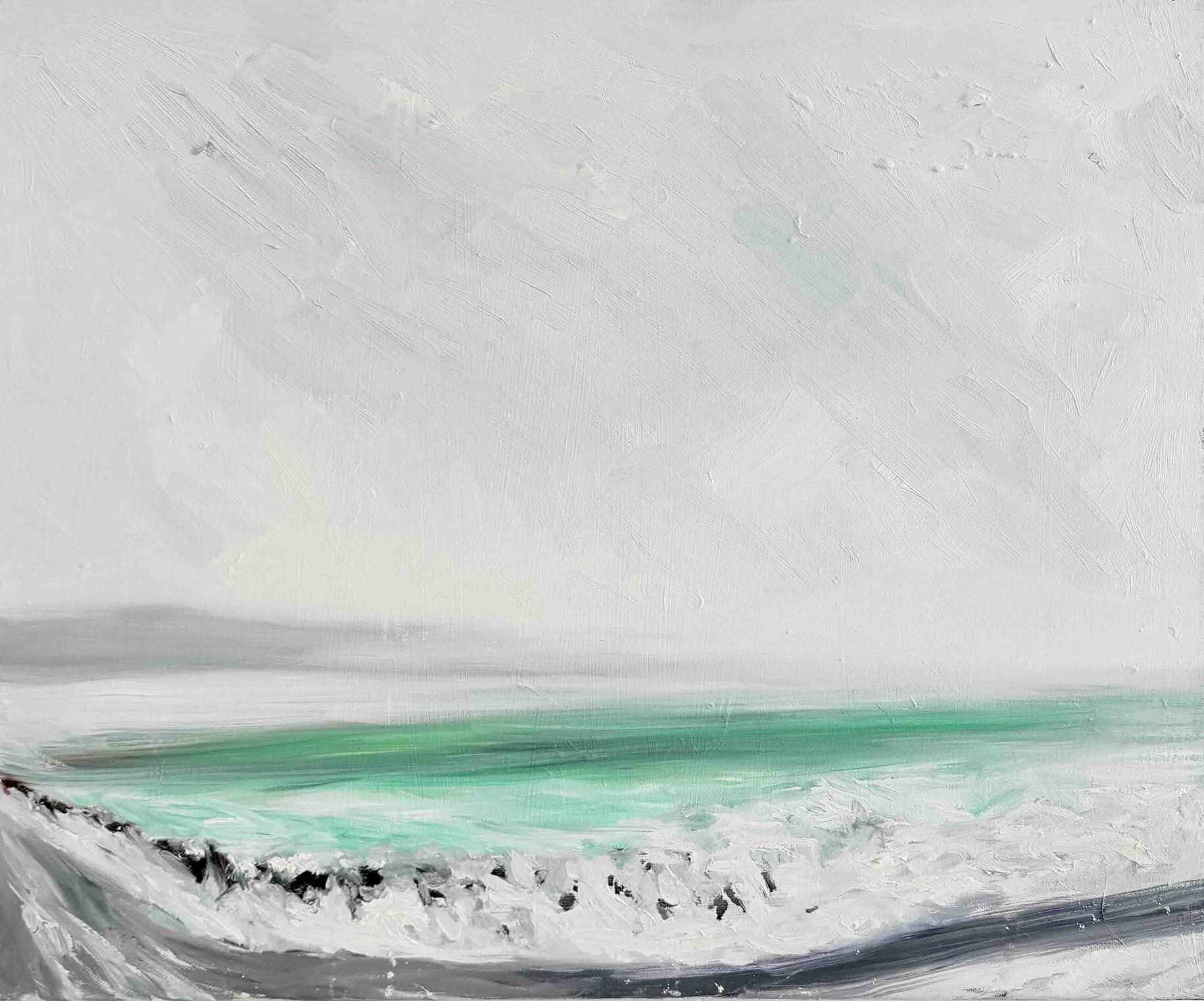 Sanfte Meereswellen in Acryl, abstrakte Meerlandschaft, moderne Wandmalerei, maritime Kunst, individuelle Auftragsmalerei, cooles Farbenspiel, maritime Deko.