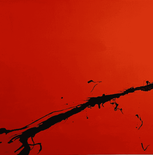 Moderne Abstraktion Grau und Rot Malerei 100x100 cm