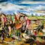 Farbige Landschaftsmalerei, abstrakte Aquarelltechnik, impressionistischer Pinselstrich, kreative Auftragsmalerei, moderne Kunstwerke, Landschaftsbild Künstler Nikolaus Kriese.