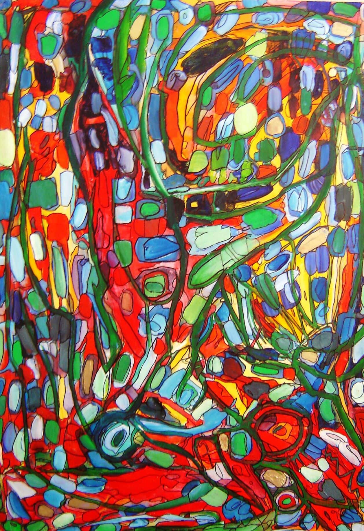 Farbenfrohes abstraktes Gemälde, kreative Auftragsmalerei, moderne Kunst, bunte Acryl- oder Ölbilder, individuelle Kunstwerke von Nikolaus Kriese, künstlerische Malerei, personalisierte Gemälde für Zuhause und Büro.