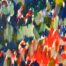 Farbenfrohe abstrakte Acrylmalerei mit lebendigen Pinselstrichen in Blau, Grün, Rot und Orange, geschaffen im Auftrag für individuelle Raumgestaltung, von Nikolaus Kriese.