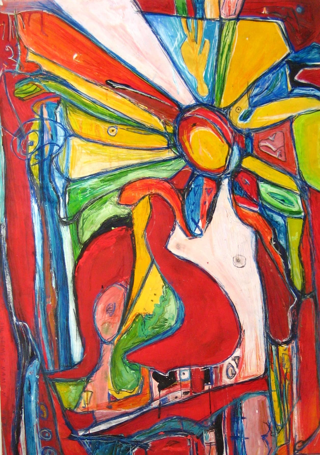 Lebensbaum Acryl Gemälde, abstrakte Kunst, bunte moderne Malerei, Auftragsmalerei von Nikolaus Kriese, expressionistische Wanddekoration, individuelle Kunstwerke, farbenfrohe Bilder für Innenräume.