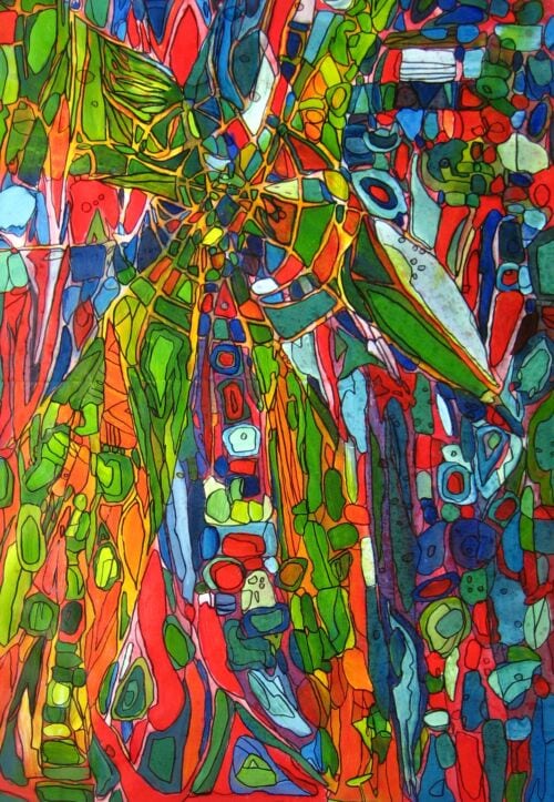 Acryl Gemälde abstrakte Blumen Frühling 70 x 100 cm