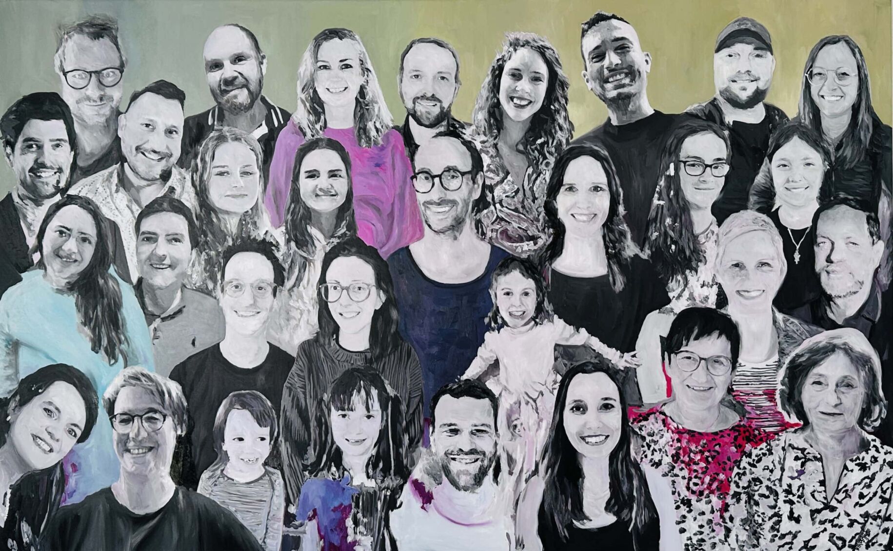 bild malen lassen porträt geburtstag Künstlerische Familienporträt-Malerei in Aquarell- oder Öltechnik, individuell gestaltet, handgefertigte Auftragsmalerei von Nikolaus Kriese, kreative Wandgestaltung, persönliche Geschenke, professionelle Kunstwerke.