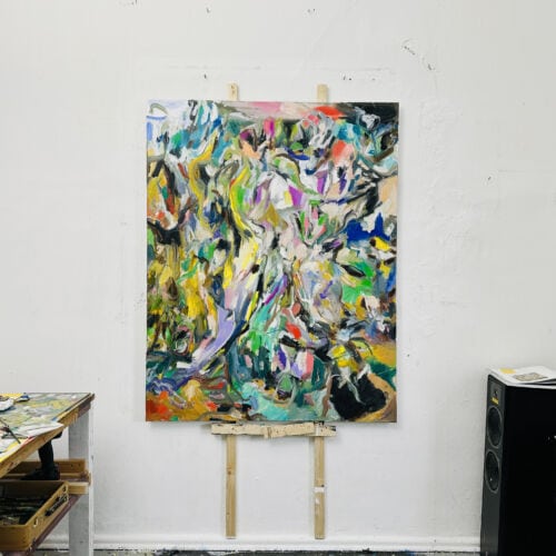 Farbenfrohes abstraktes Gemälde, moderne Malerei, Auftragsmalerei, Kunstwerk von Nikolaus Kriese.