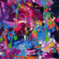 Lebendige abstrakte Acrylmalerei mit bunten Farbklecksen und dynamischen Pinselstrichen, optimal für Auftragsmalerei und Kunstwerke von Nikolaus Kriese.
