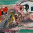 Farbenfrohes abstraktes Gemälde, Mischtechnik auf Leinwand, moderne Kunst, expressionistische Malerei, individuelle Auftragsmalerei Nikolaus Kriese, künstlerische Wanddekoration, lebendige Farben, kreative Kunstwerke.