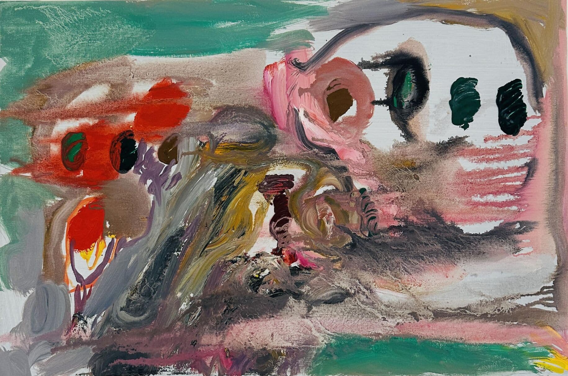 Farbenfrohes abstraktes Gemälde, Mischtechnik auf Leinwand, moderne Kunst, expressionistische Malerei, individuelle Auftragsmalerei Nikolaus Kriese, künstlerische Wanddekoration, lebendige Farben, kreative Kunstwerke.