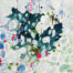 Farbige Blumenmalerei in abstraktem Stil, Acryl auf Leinwand, künstlerisches Werk von Nikolaus Kriese, kreative Auftragsmalerei, moderne Kunst für Wohnzimmer oder Büro.
