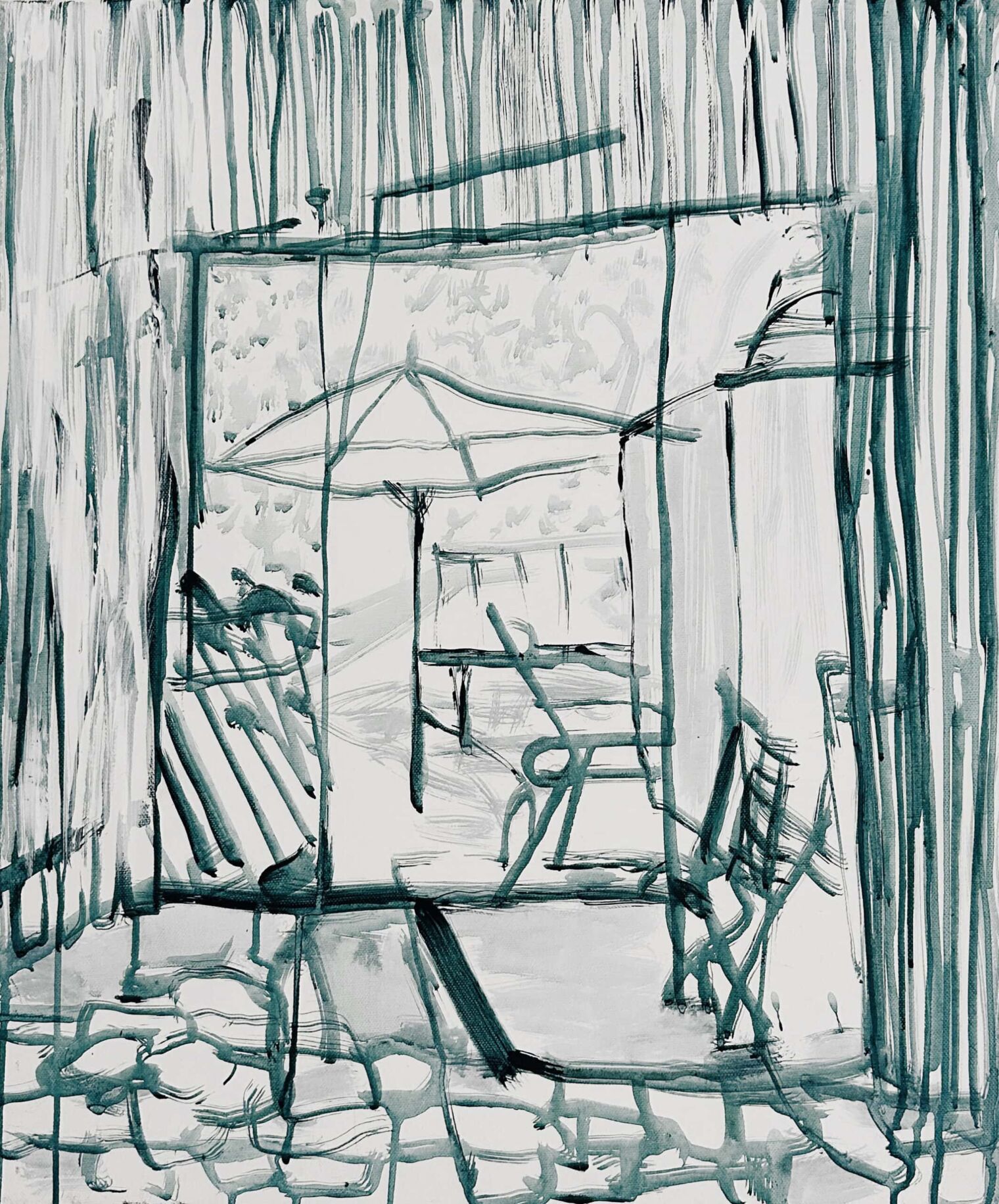 Farbstudie Urbanes Leben, anschaulich gestaltete Mischtechnik, Kunstwerk für Auftragsmalerei, moderne Stadtansicht, kreative Malerei von Nikolaus Kriese, urbanes Ambiente, zeitgenössische Kunst, individuell angefertigte Bilder.
