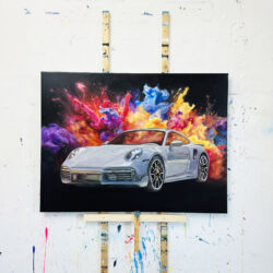 bild malen lassen porsche mit wolken