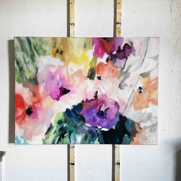 Gemälde abstrakte Blumen 70x100 cm